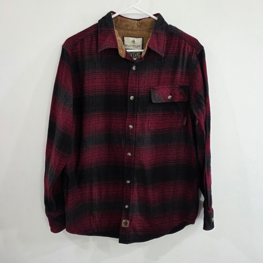 Legendary Whitetails Mens Flannel Shirt Buck Camp Size Medium Red Black Plaid